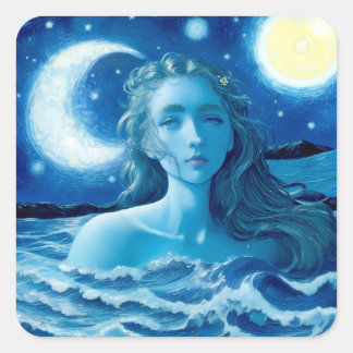 Starry Night 🌌 - Grekiska Goddess Magic Stickers  Fyrkantigt Klistermärke