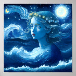 Starry Night 🌌 - Grekiska gudinna Fantasy Poster