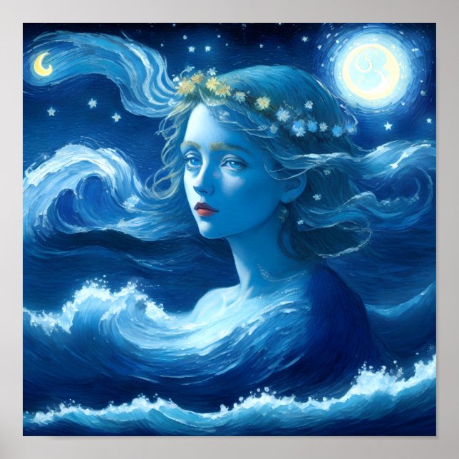 Starry Night 🌌 - Grekiska gudinna Fantasy Poster  (Framsidan)
