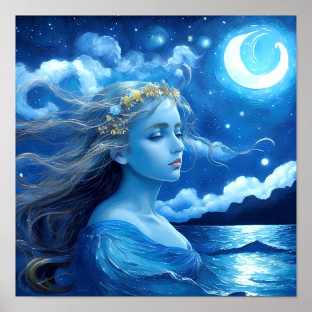 Starry Night 🌌 - Grekiska gudinna Fantasy Poster  (Framsidan)