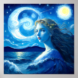 Starry Night 🌌 - Grekiska gudinna Fantasy Poster