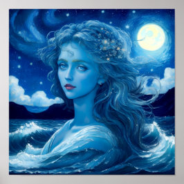 Starry Night 🌌 - Grekiska gudinna Fantasy Poster