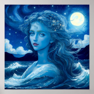 Starry Night 🌌 - Grekiska gudinna Fantasy Poster