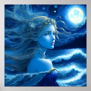 Starry Night 🌌 - Grekiska gudinna Fantasy Poster