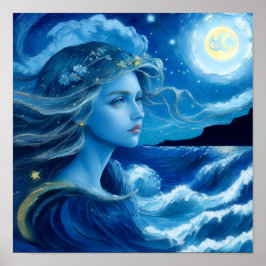 Starry Night 🌌 - Grekiska gudinna Fantasy Poster