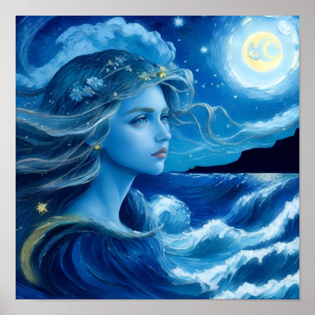 Starry Night 🌌 - Grekiska gudinna Fantasy Poster  (Framsidan)