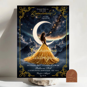 Starry Night Guld Quinceañera-inbjudan Inbjudningar