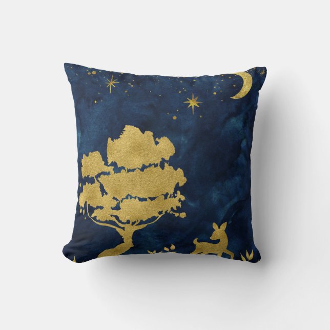 Starry night - guld silhouette kudde (Framsida)