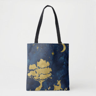 Starry night - guld silhouette tygkasse