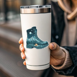 Starry Night Hiking Boot Sticker | Die-Cut Sticker Klistermärken