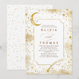 Starry Night Himlar Crescent Måne Rehearsal Dinner Inbjudningar