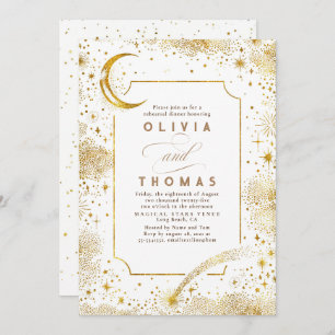 Starry Night Himlar Crescent Måne Rehearsal Dinner Inbjudningar