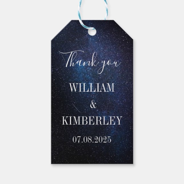 Starry Night Himlar Galaxy Elegant bröllop Gift Presentetikett (Framsidan)