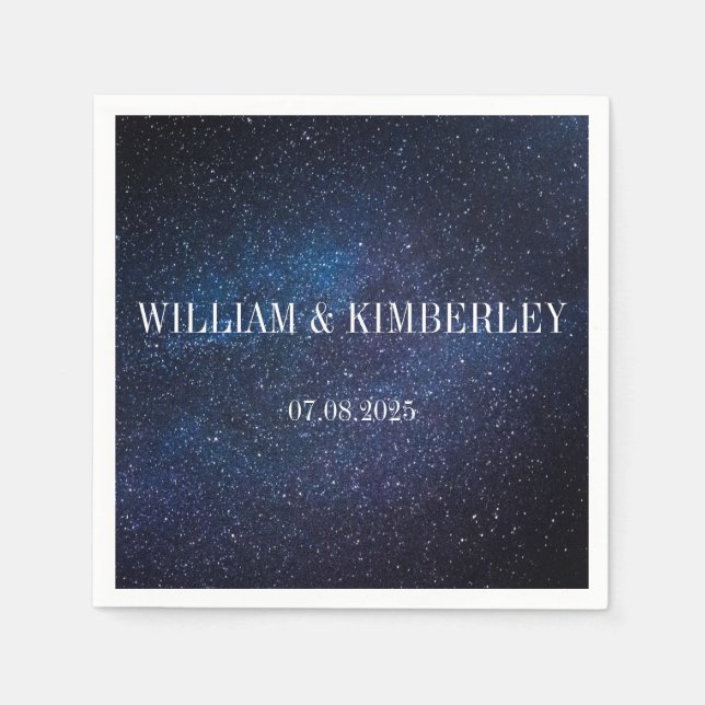Starry Night Himlar Galaxy Elegant bröllop Napkin Pappersservett (Framsidan)