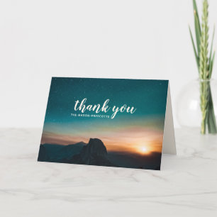 Starry Night Himlar Galaxy Mountain Script Bröllop Tack Kort