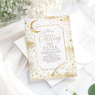 Starry Night Himlar Måne Mystical Celestial Birthd Inbjudningar