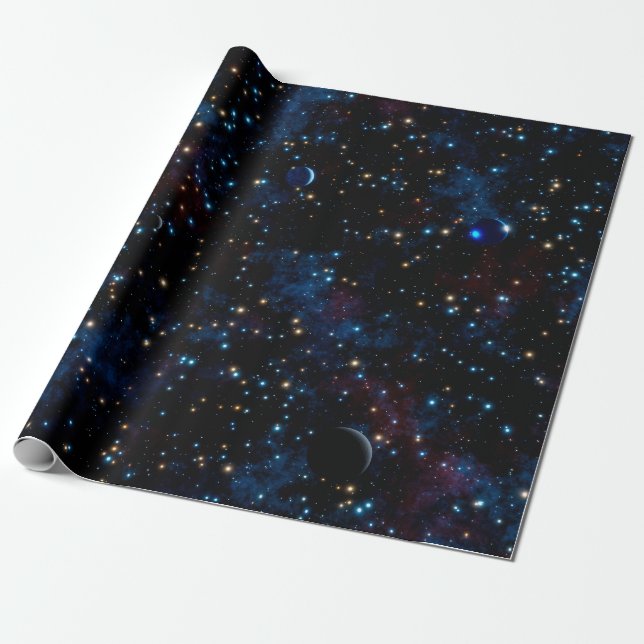 Starry night himlar med planeter presentpapper (Utrullad)
