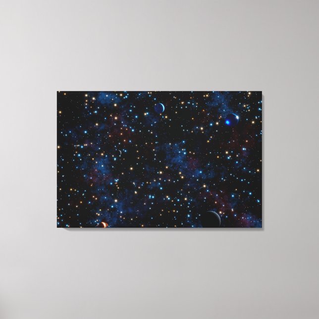 Starry night himlar med stjärnor och planeter canvastryck (Framsida)