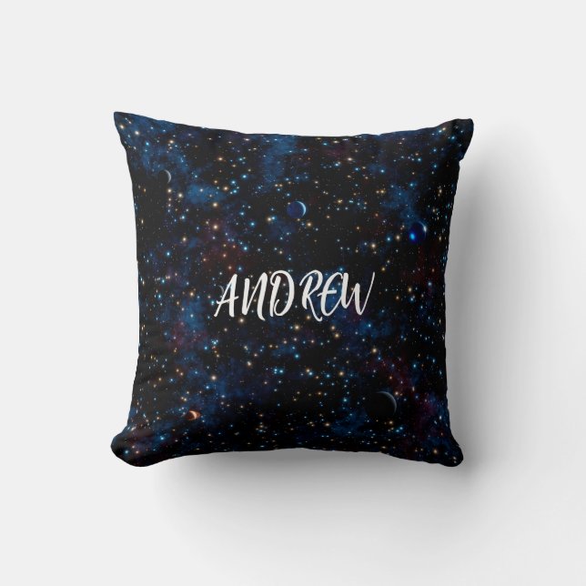 Starry night himlar med stjärnor och planeter kudde (Framsida)
