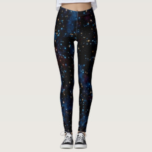 Starry night himlar med stjärnor och planeter leggings