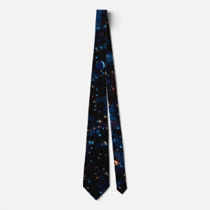 Starry night himlar med stjärnor och planeter slips