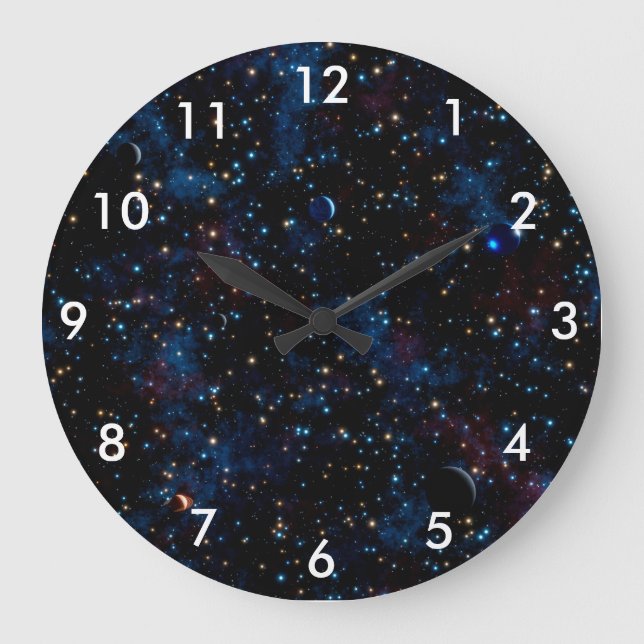 Starry night himlar med stjärnor och planeter stor klocka (Framsida)