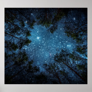 Starry night himlar, Milky Way. Poster