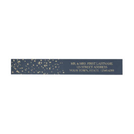 Starry Night Himlar Navy Blue och Guld Etikettband