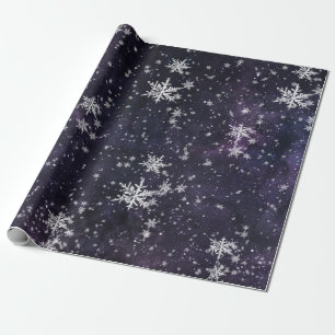 Starry Night Himmel Fresh Fallen Snöflingor Presentpapper