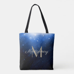 Starry Night Himmel, Guld Vine Flowers Monogram/Na Tygkasse