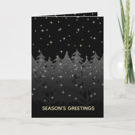 Starry Night Himmel jul Kväll Träd Silver Guld Helgkort