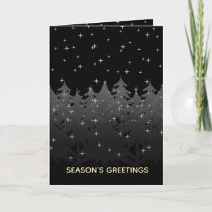 Starry Night Himmel jul Kväll Träd Silver Guld Helgkort