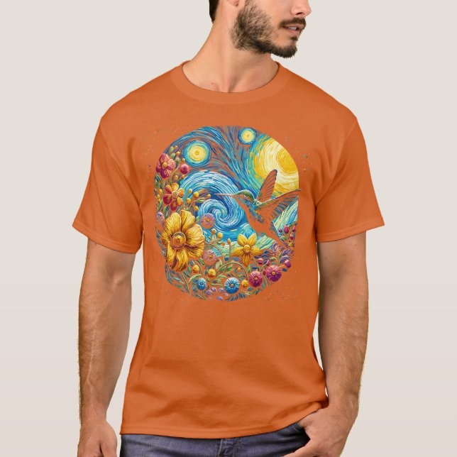 starry night hummingbird t shirt (Framsida)