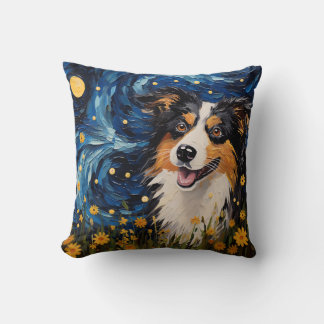 Starry Night Hund Dreamscape - Van Gogh Inspired Kudde