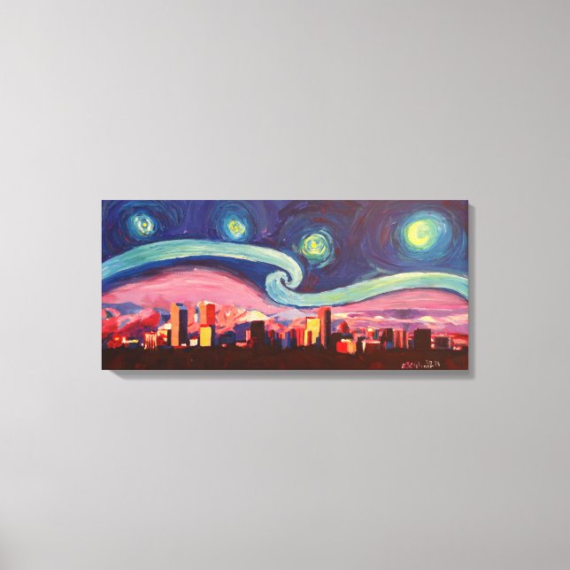 Starry Night i Denver Colorado Skyline Canvastryck (Framsida)