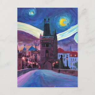 Starry Night i Prag med Carlsbridge Vykort