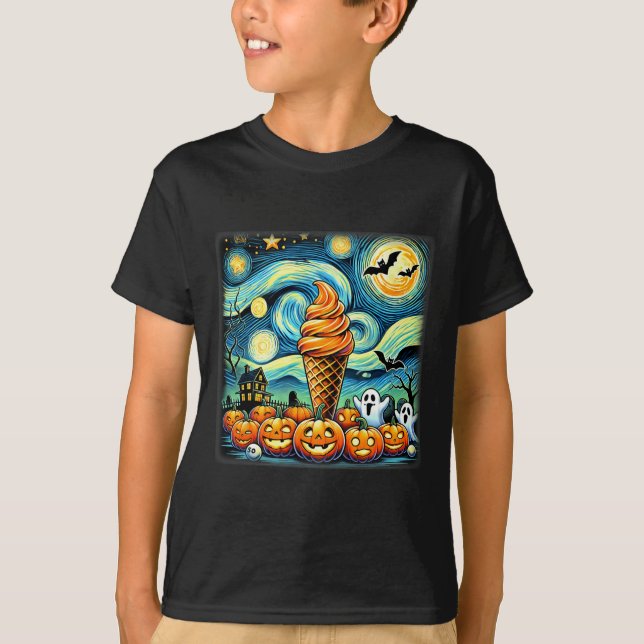 Starry Night Ice Cream Cone Halloween T Shirt (Framsida)