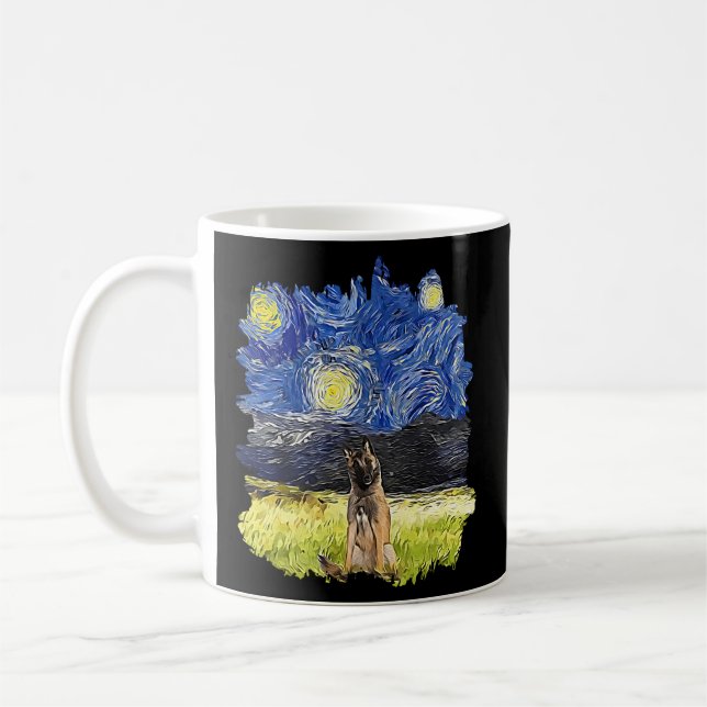 Starry Night Impressionist - Hund belgiska Tervure Kaffemugg (Vänster)