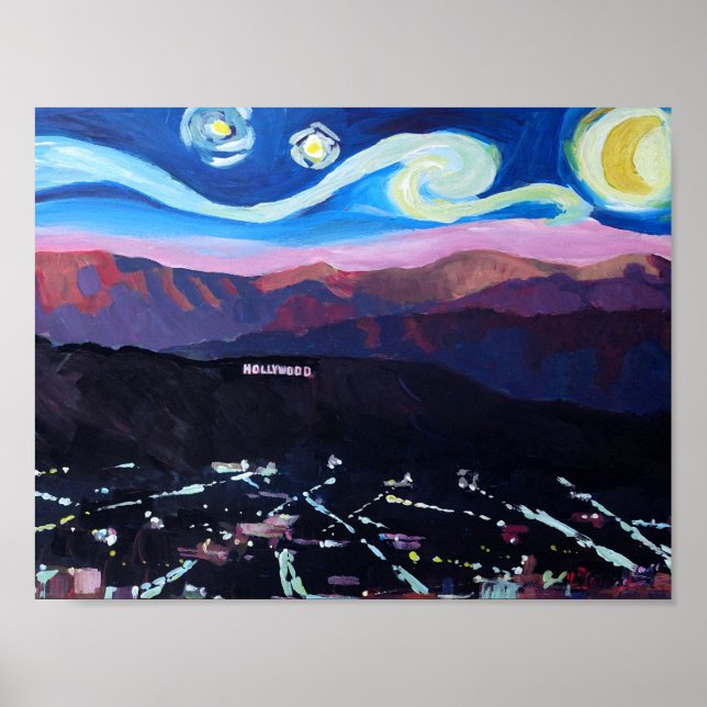 Starry night in Hollywood - Los Angeles Poster (Framsidan)