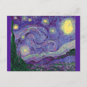Starry Night in Lila, Fine Art Spoof Vykort