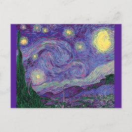 Starry Night in Lila, Fine Art Spoof Vykort