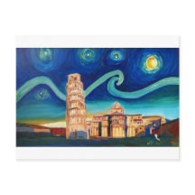 Starry Night in Pisa with Leaning Torn