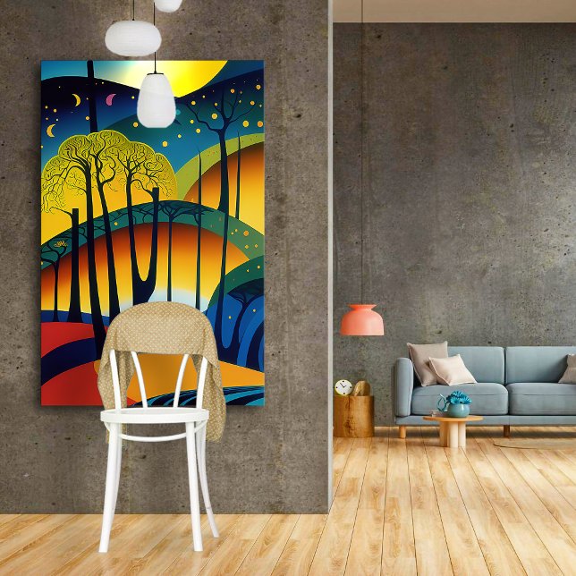 Starry Night in the Psychedelic Forest Canvastryck (Skapare uppladdad)