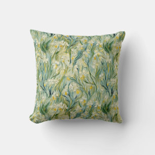 Starry Night-inspirerad Blommigt Paint Textured-st Kudde
