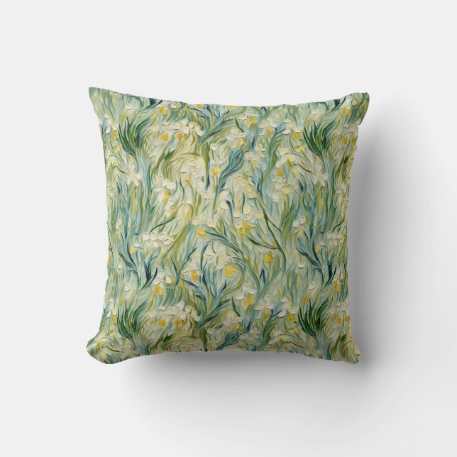 Starry Night-inspirerad Blommigt Paint Textured-st Kudde (Framsida)