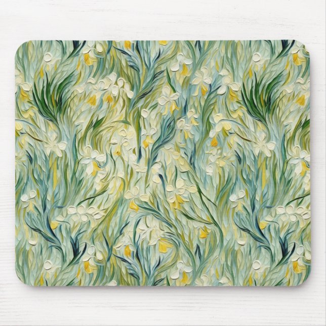 Starry Night-inspirerad Blommigt Paint Textured-st Musmatta (Framsidan)