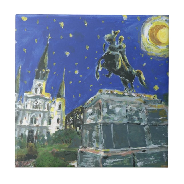 Starry Night Jackson Square Kakelplatta (Framsidan)