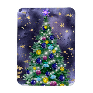 Starry Night Julgran Magnet