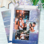 Starry Night Kärlek Light & Joy 3 Photo Collage Julkort<br><div class="desc">Skapa ditt eget 3-fotokollage-helgdag med Kärlek Light & Joy-handsbokstäver på en stjärnnattbakgrund. Utformningen har vattenfärgspenseldrag, i skuggor av blå indigo lila violet och grått, med stjärnor, stjärnljusglöd och guld stoft. Kärlek, ljus och glädje är skrivet i modern manusyrgrafi, som du kan byta till vilken färg som helst till bästa kostym...</div>
