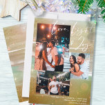 Starry Night Kärlek Light och Joy 3 Photo Guld Julkort<br><div class="desc">Skapa ditt eget 3-fotokollage-helgdag med Kärlek Light & Joy-handsbokstäver på en stjärnnattbakgrund. Utformningen har vattenfärgspenseldrag, i skuggor av grönt och sand i gulten guld, med stjärnor, glansglöd och guld stoft. Kärlek, ljus och glädje är skrivet i modern manusyrgrafi, som du kan byta till vilken färg som helst till bästa kostym...</div>